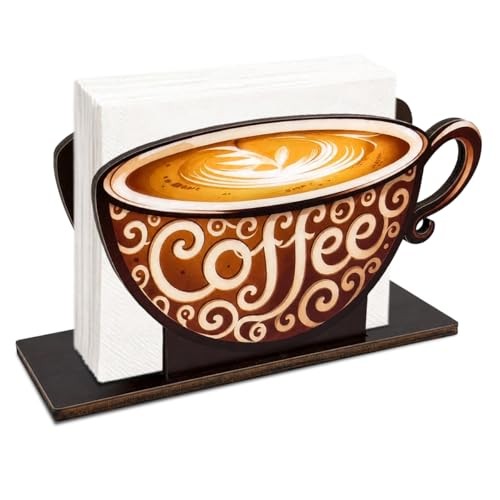 Themed Wooden Napkin Holder Cup Paper Napkin Organizer, Vintage Kitchen Coffee