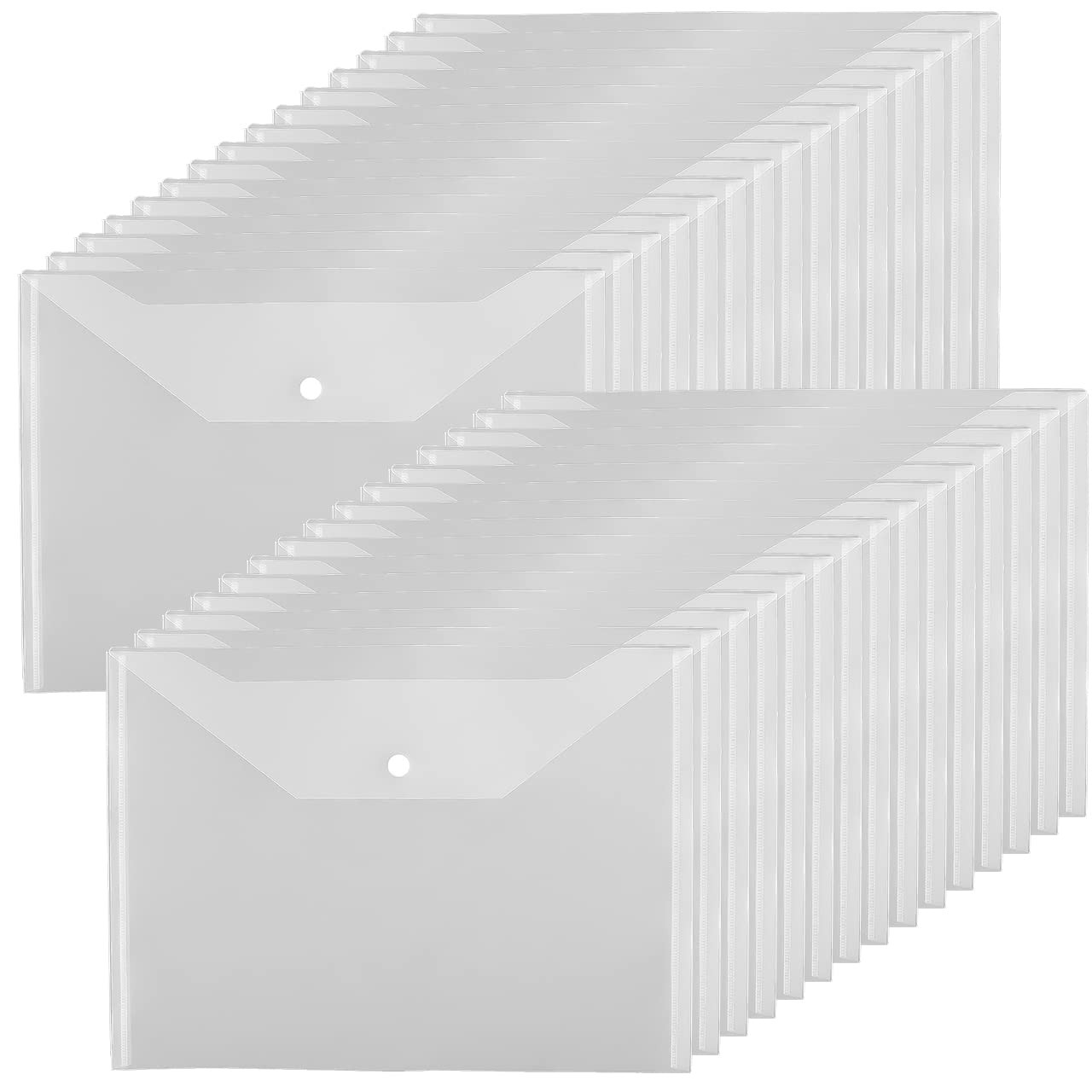 JIKIOU 30pcs Plastic Envelopes, Clear Reusable Poly Envelope Waterproof File ...