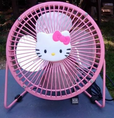 USB PINK HELLO KITTY 6 INCH FOUR METAL BLADES FAN PORTABLE USE IN OFFICE HOME