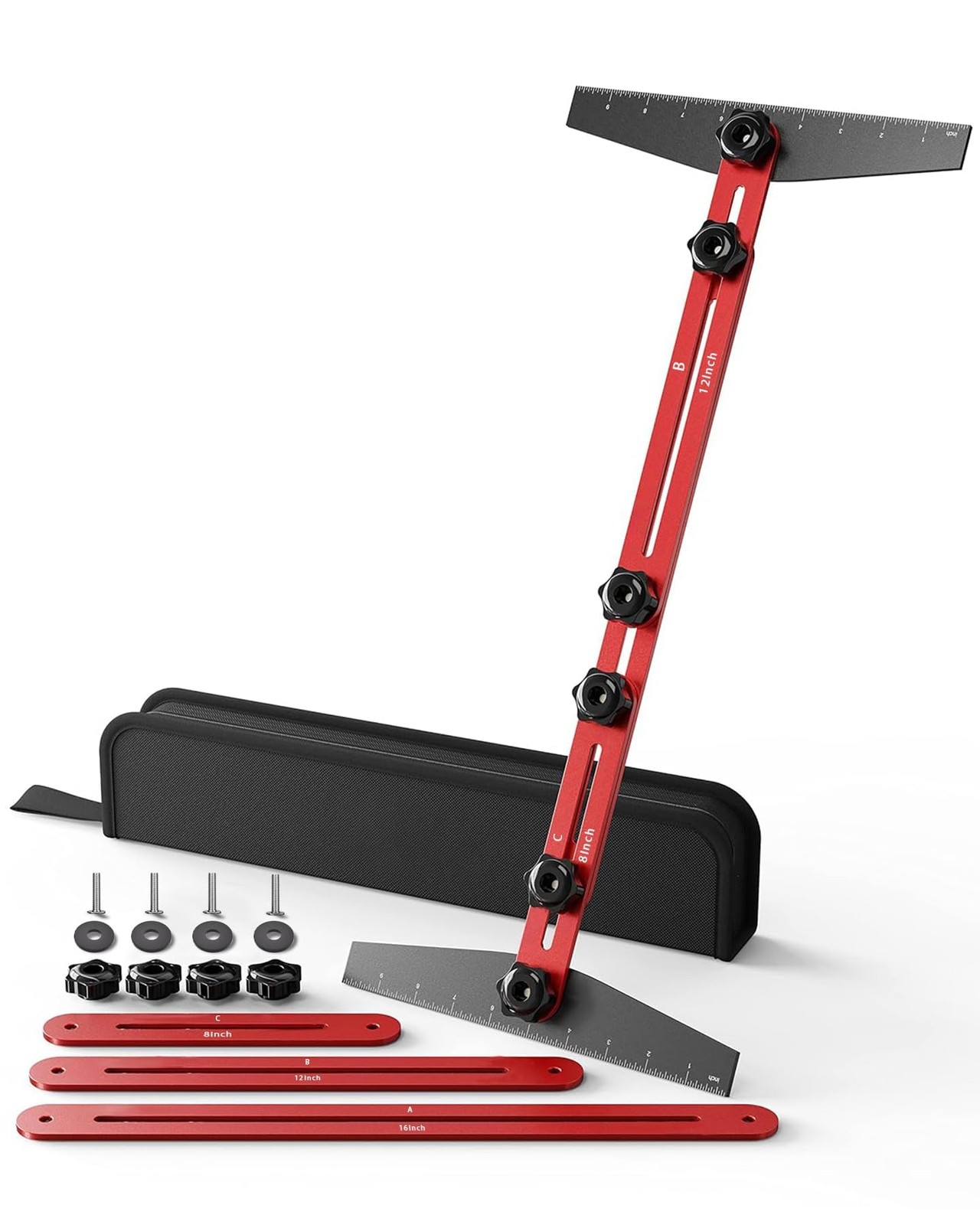 TANYO Stair Tread Template Tool, 8" to 60" Aluminum Standard, Red