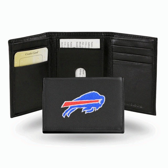 Buffalo Bills NFL Mens Trifold Genuine Leather Wallet Embroidered Team Logo New
