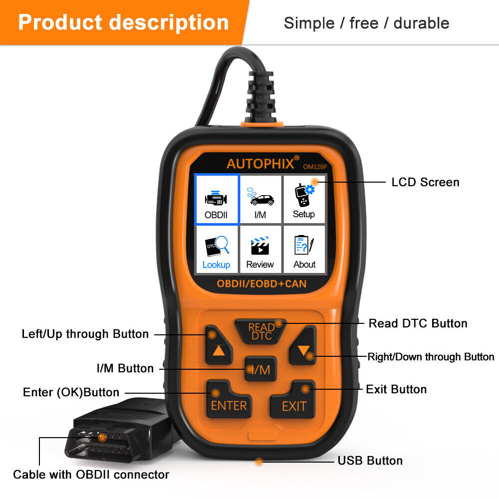 Professional OBD2 Diagnostic Device Car Scanner Check Engine Light Code Reader