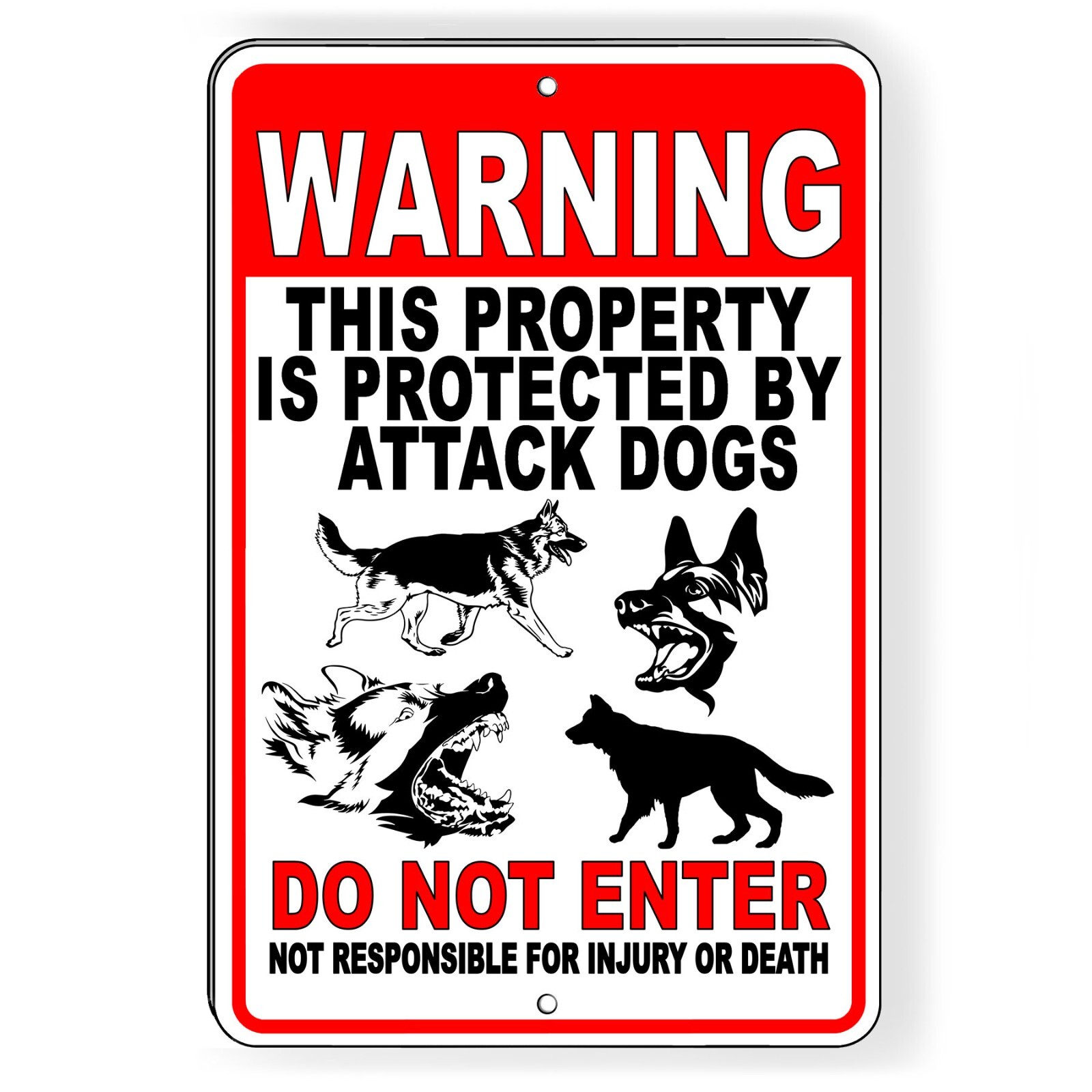 Dog Will Bite Beware Of Dog Metal Sign Security Keep Out Warning Do Not Enter