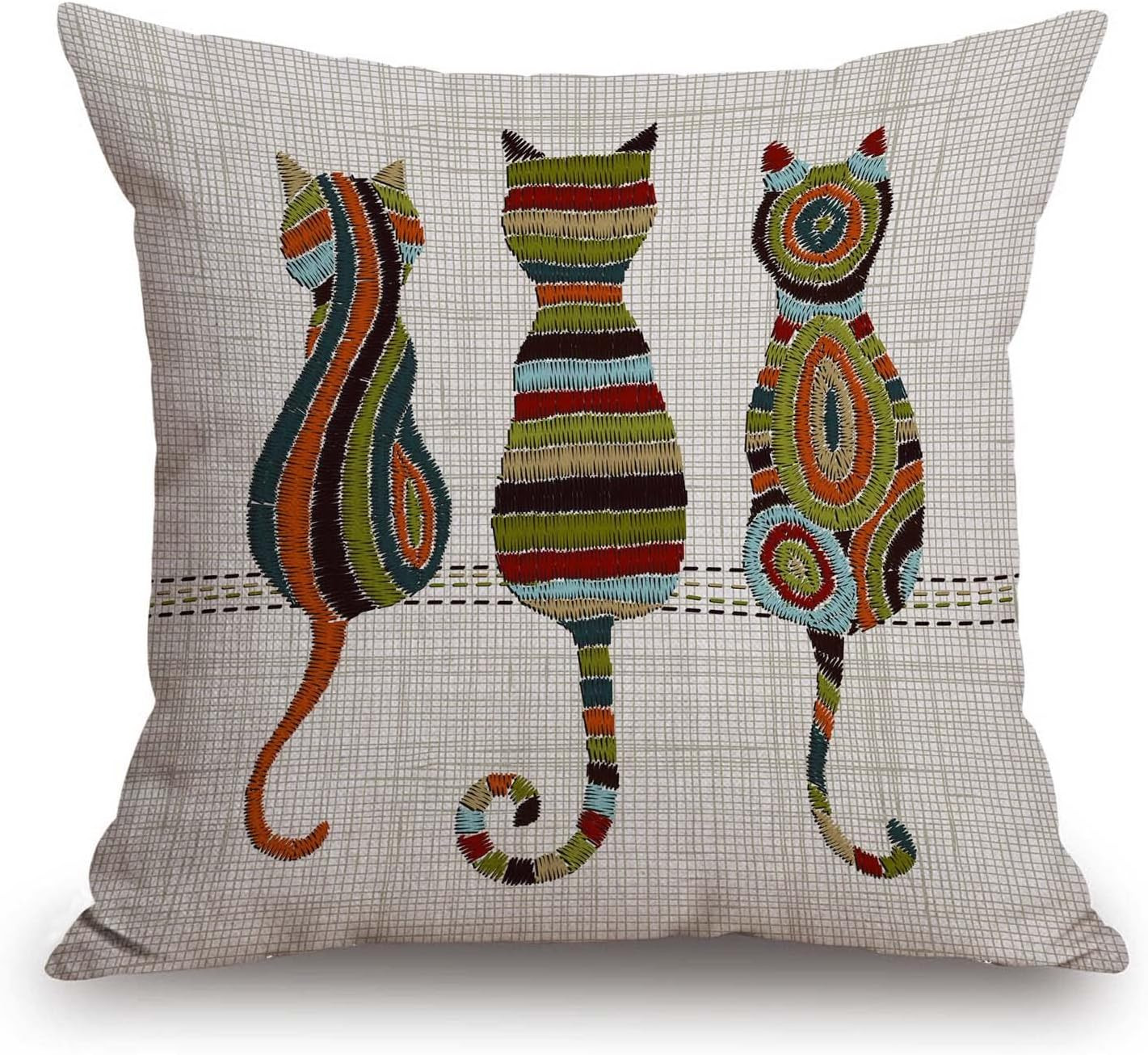TSSOHU Cute Animal Cat Throw Pillow Cover Patio Furniture Knitted Design Kitten