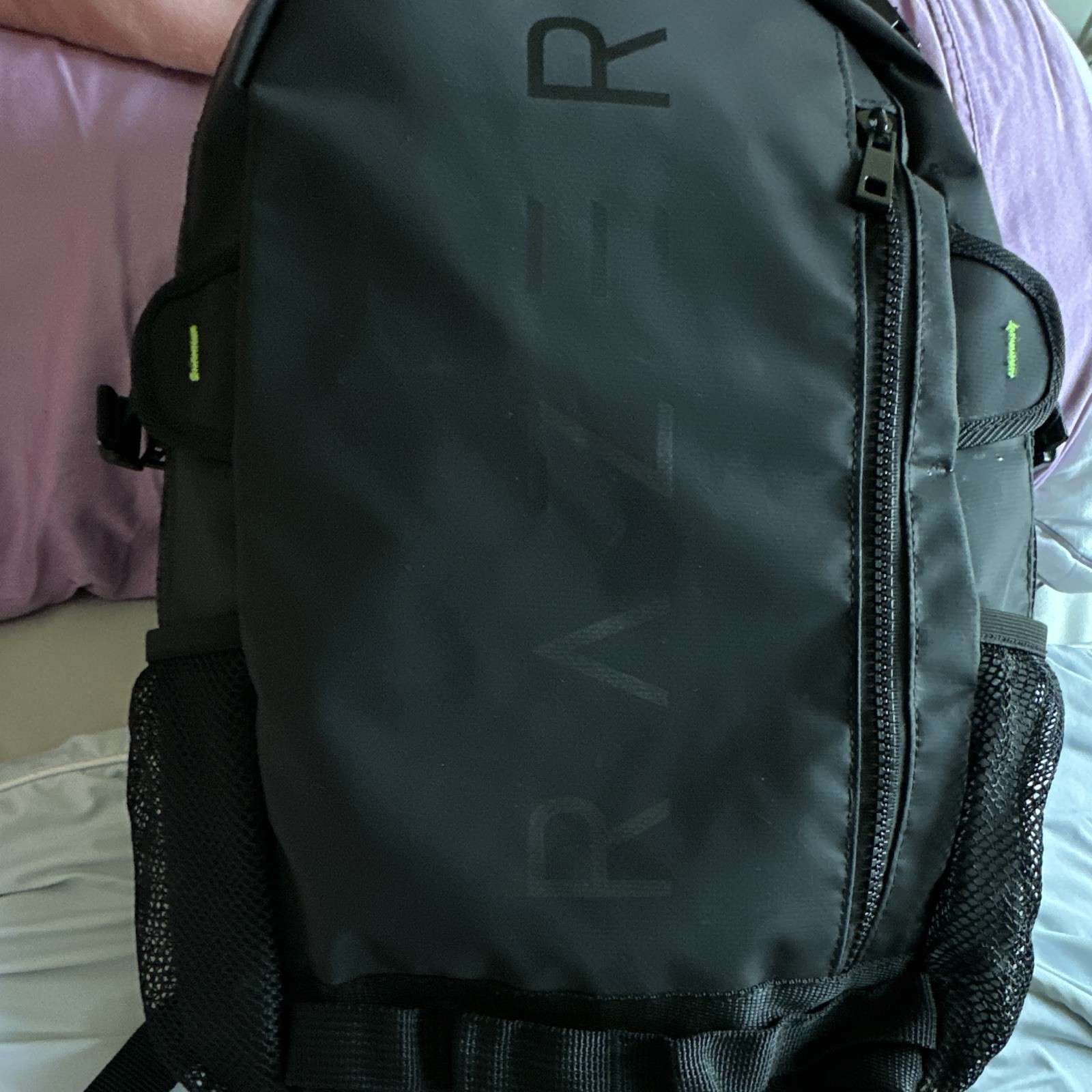 Razer Black Hiking Backpack w/ Zip Closure, Logo, Padded Straps