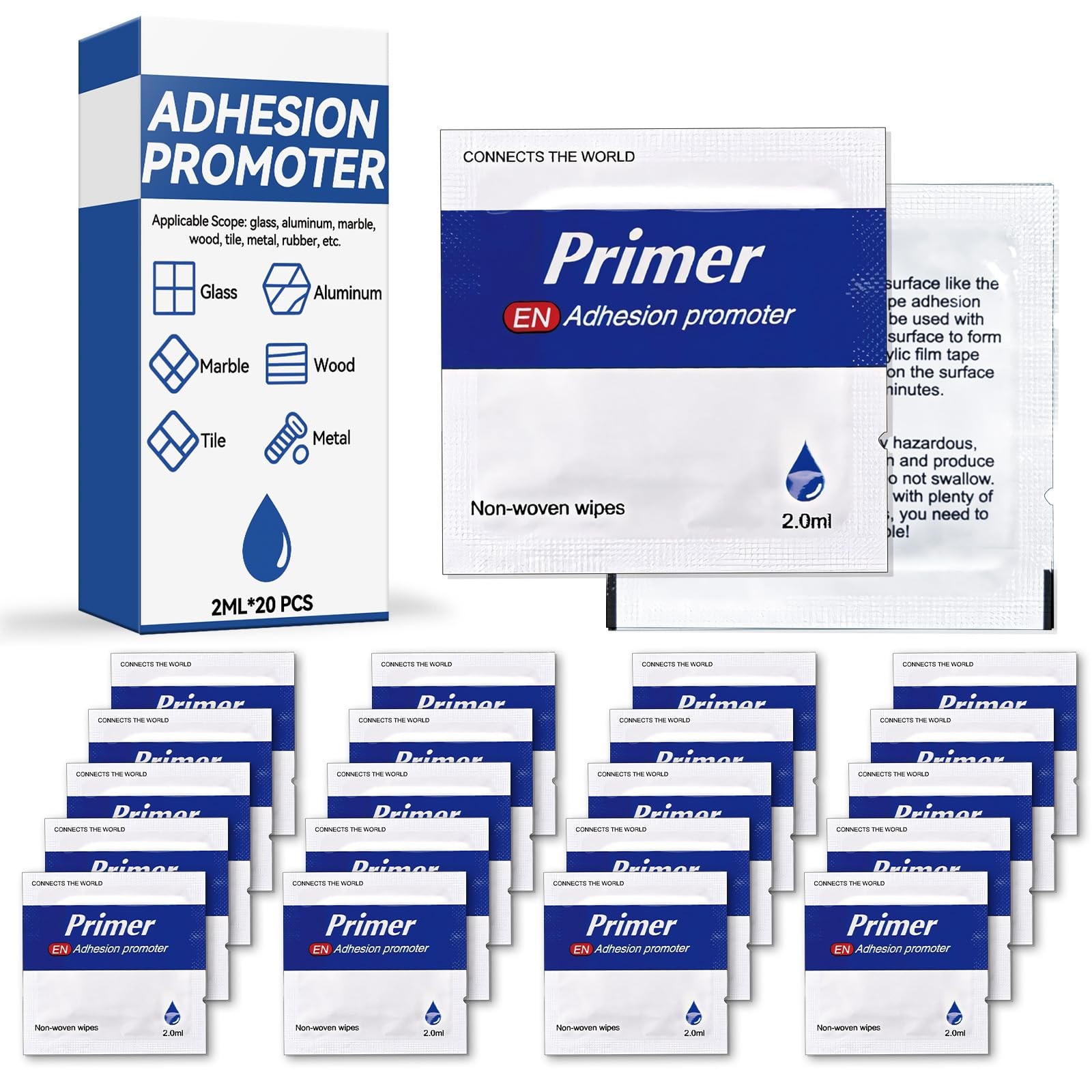 20 Pcs Adhesion Promoter for Plastic, Professional Adhesive Promoter, Metal, Pla