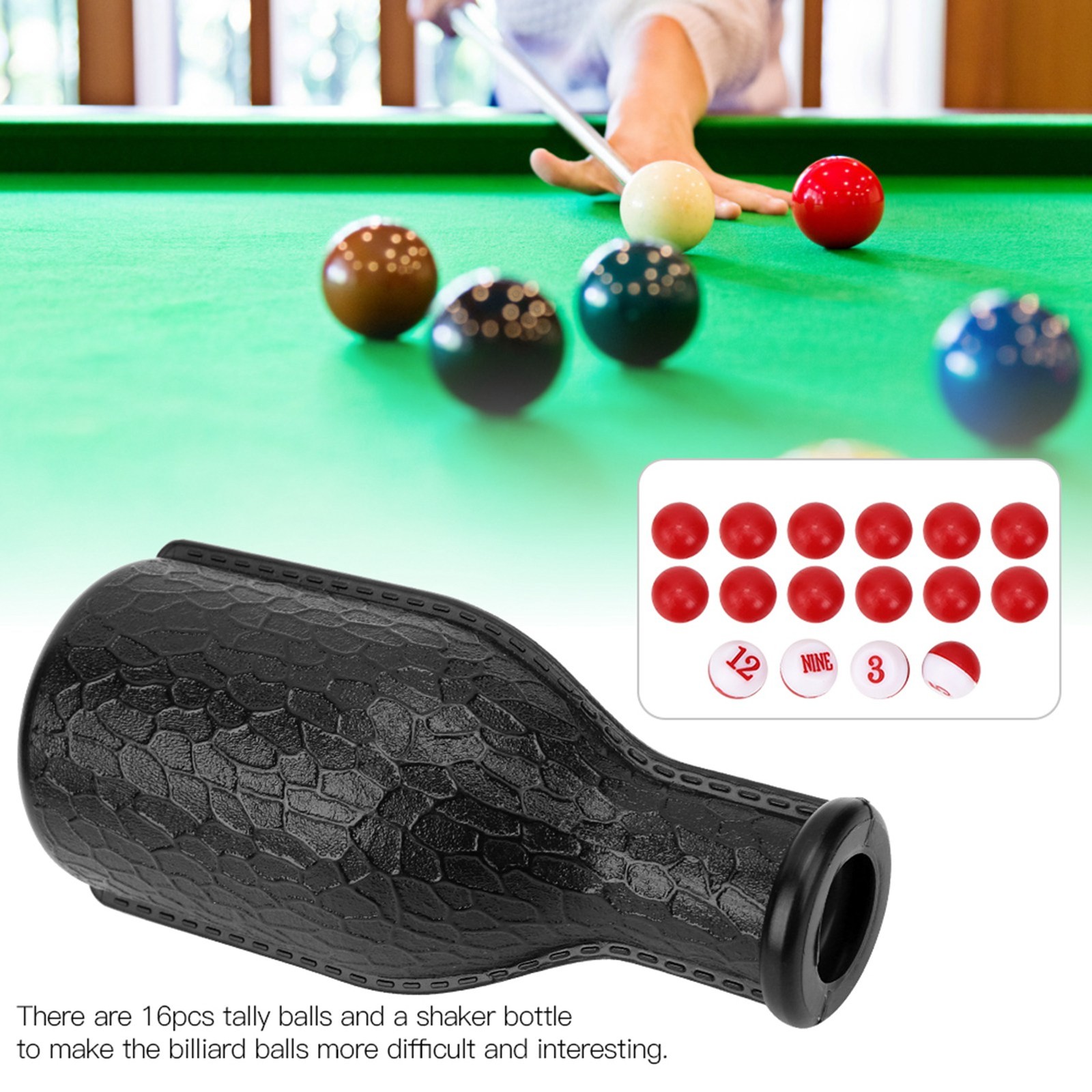 16 Numbered Tally Billiard Shaker Bottle Durable Rubber Home Entertainment For