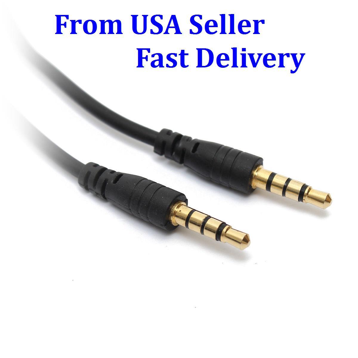 2 PCS 2-Feet 3.5mm, 1/8" Stereo & Video Male to Male Audio Gold Plated Cable USA