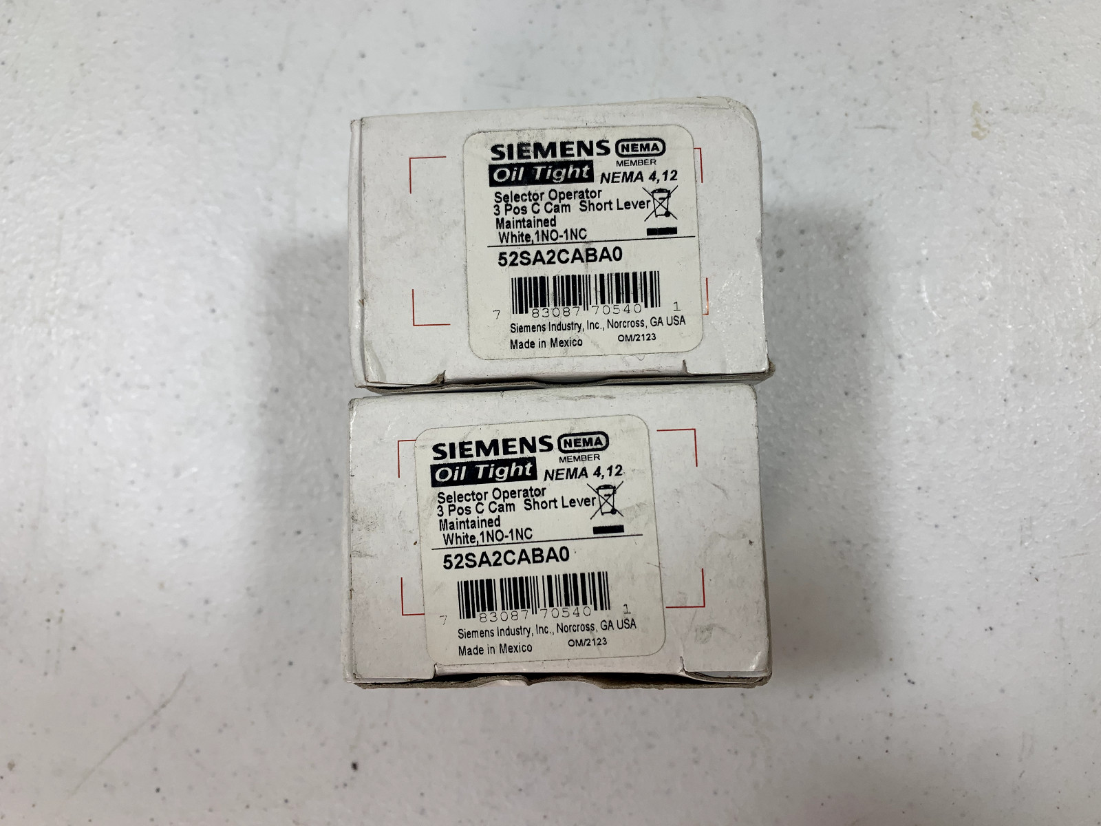 2-Pack SIEMENS 52SA2CABA0 Selector Switch, Non-Illuminated