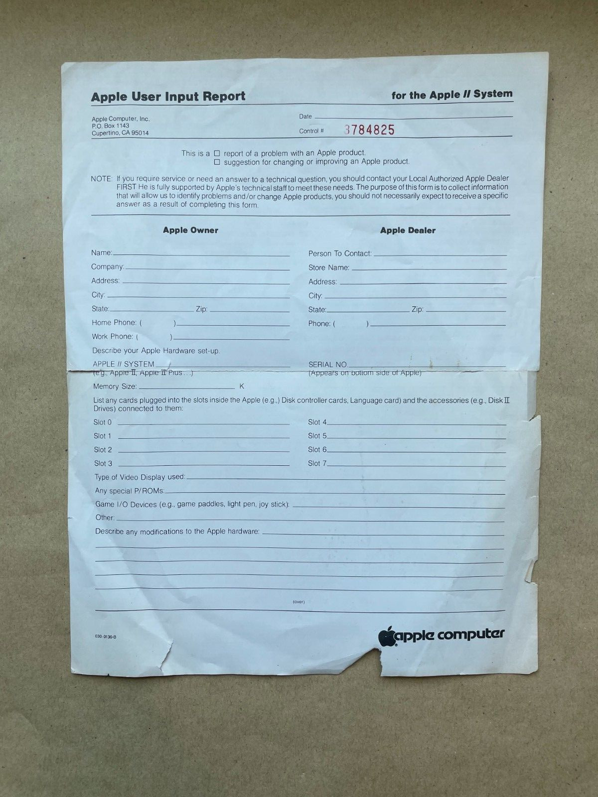 Apple Disk II Drive Packing Lists Warranty Cards User Input Reports Missing Some