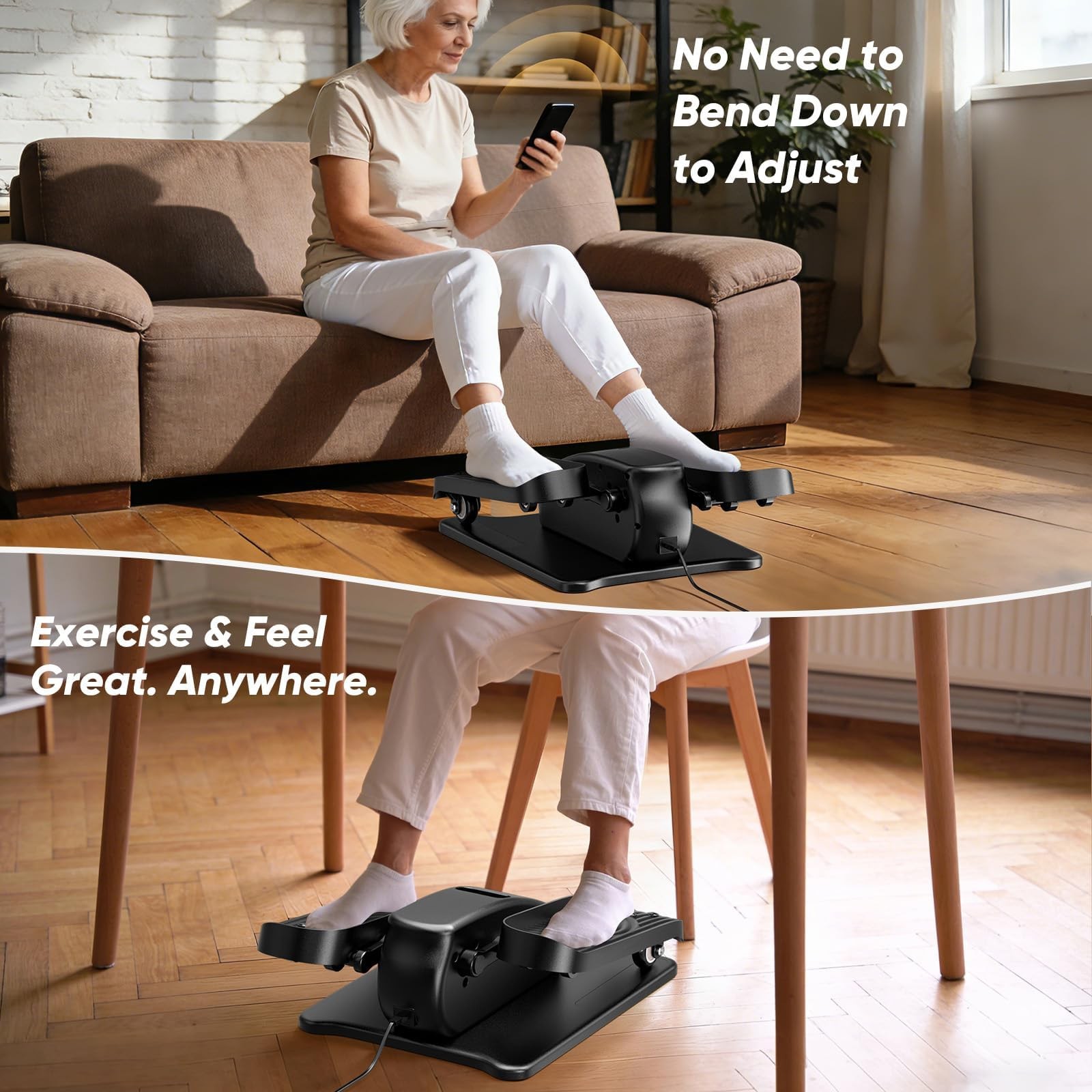 Under Desk Elliptical Machine for Senior Mini Elliptical Leg Exerciser with R...