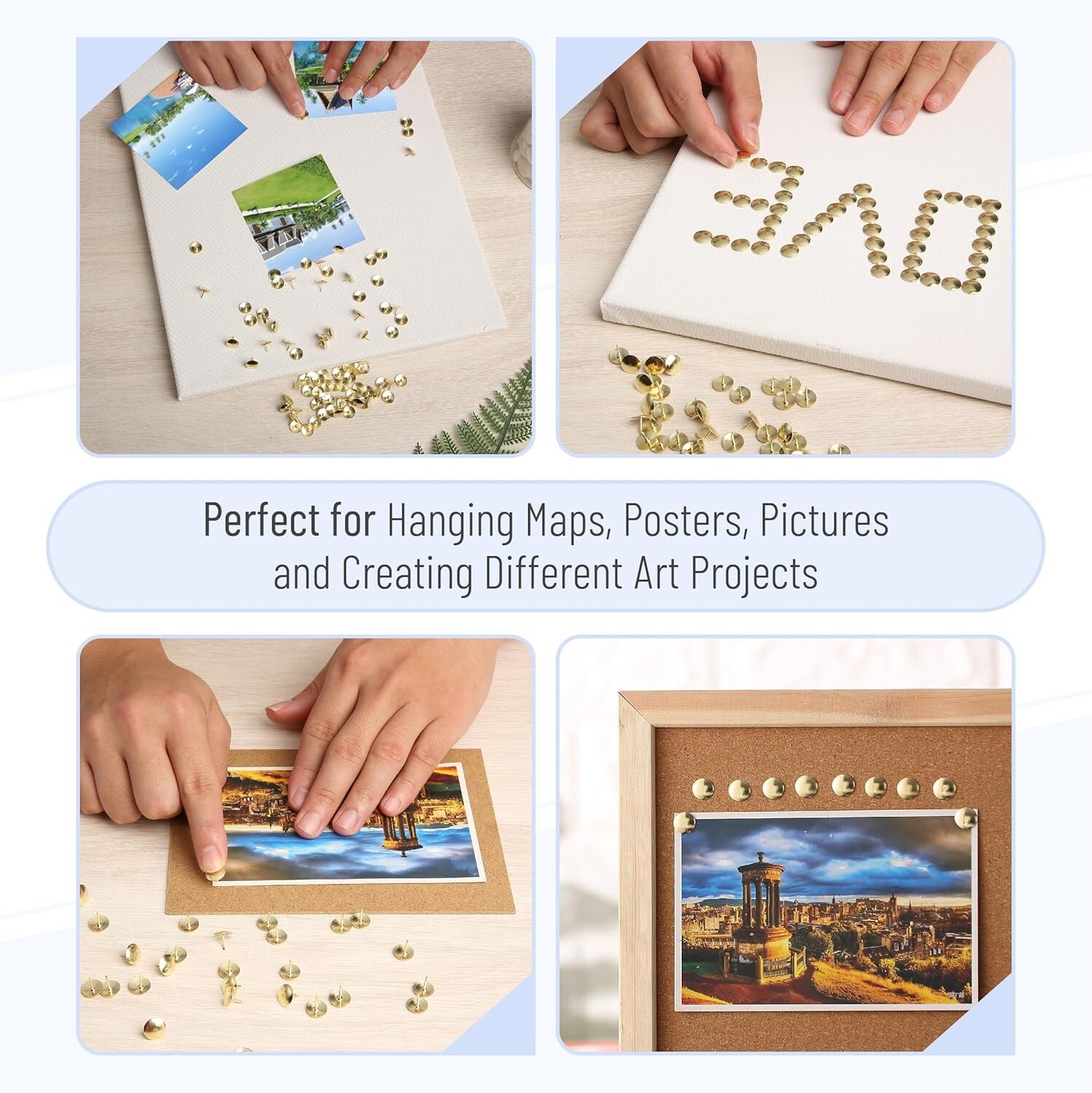 Stylish Gold Flat Thumb Tacks - 500 Metal Push Pins for Schools & Workspaces