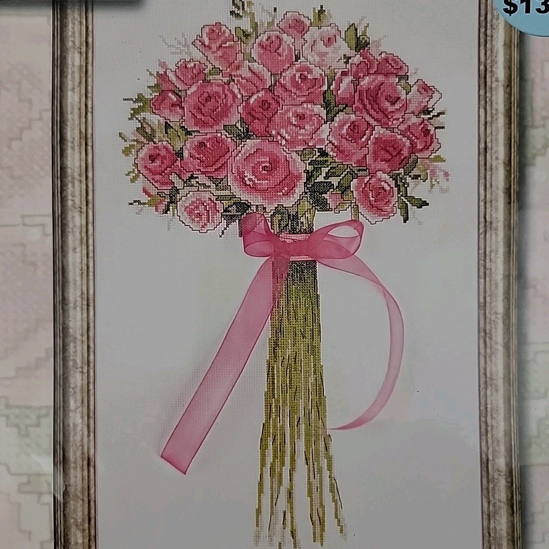 Spring Floral Bouquet X Stitch Kit Beaded Rose Eddington Design Works SEALED