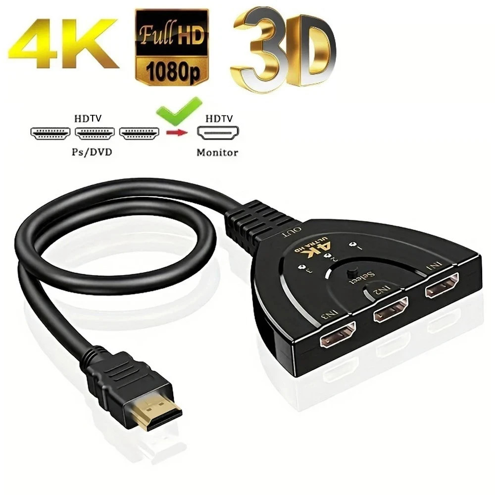 4K*2K 3 Port HDTV-compatible Switch 4K 3D VIdeo Switcher KVM Splitter 3 Input 1