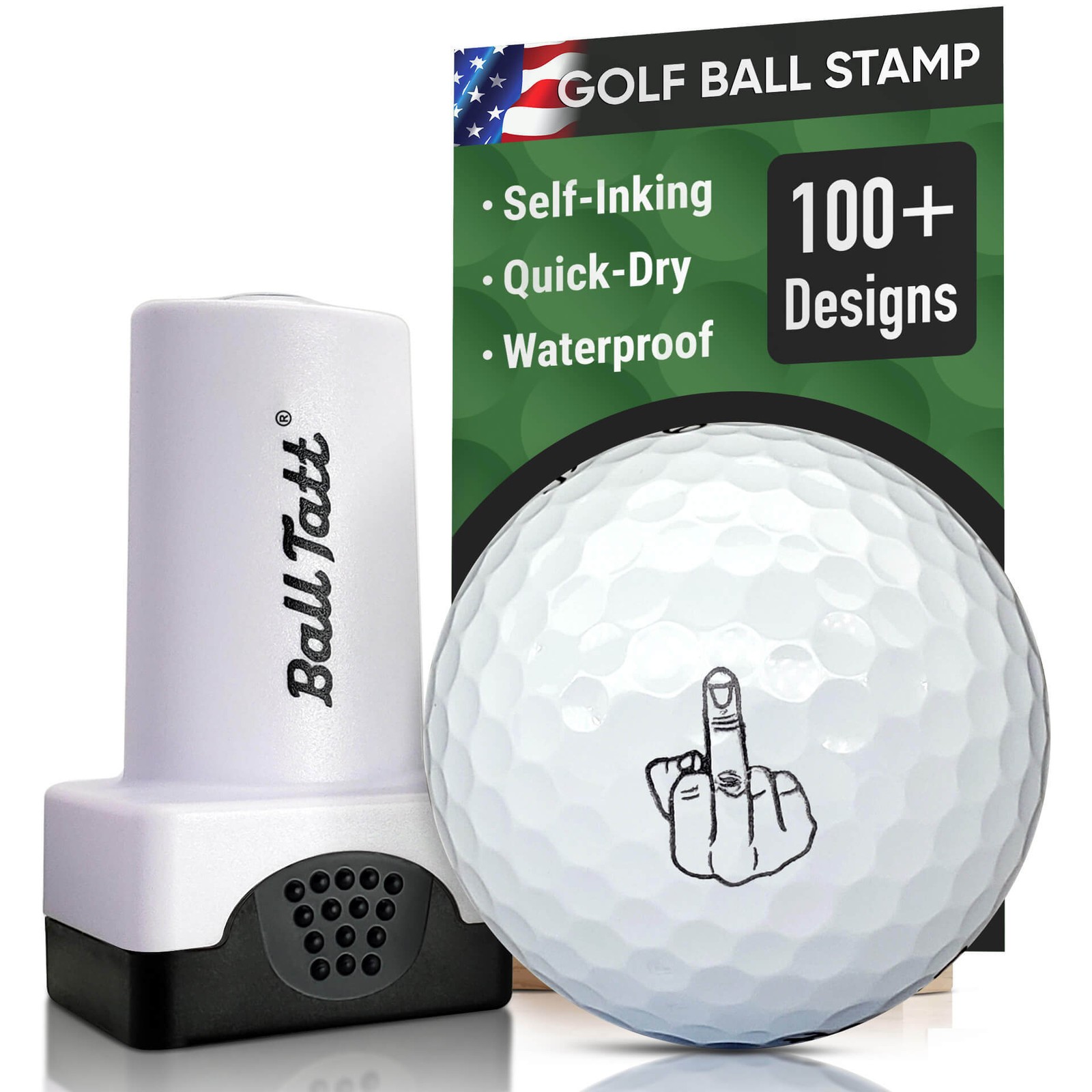 Ball Tatt - Middle Finger Golf Ball Stamp Marker Quick-Dry Self-Inking Stamper