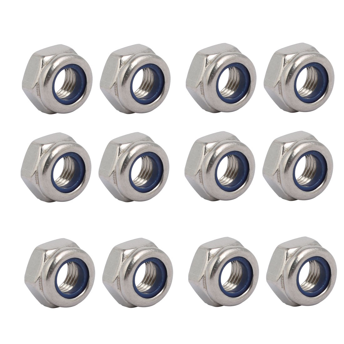 12pcs M8 x 1mm Pitch Metric Fine Thread 304 Stainless Steel Hex Lock Nuts