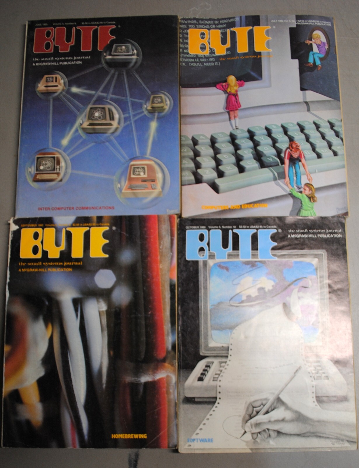 Historic Collection  BYTE  Magazine 4 Issues 1980 June, July, Sept, October