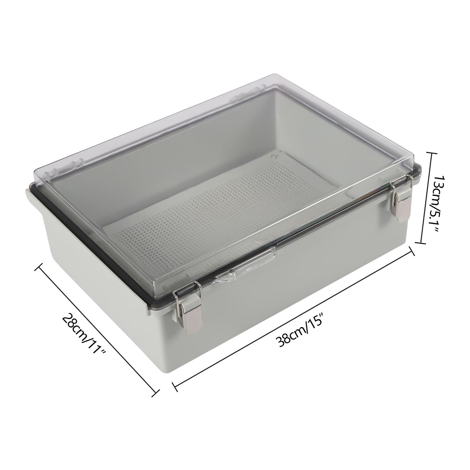 Stainless Steel Wall Mount Hinged Cover Latch Junction Box w/Clear Enclosure