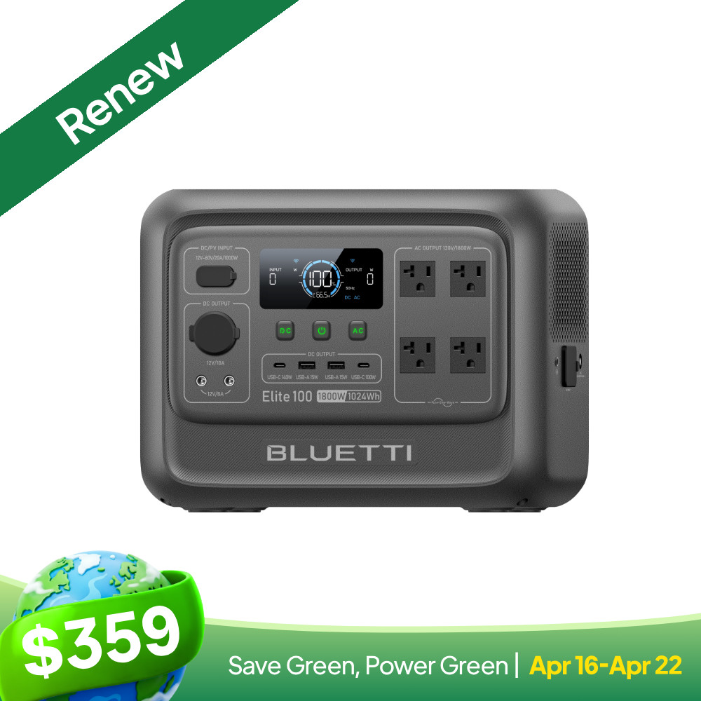 BLUETTI Elite 100 V2 Portable Power Station 1800W 1024Wh LFP for Camping Backup