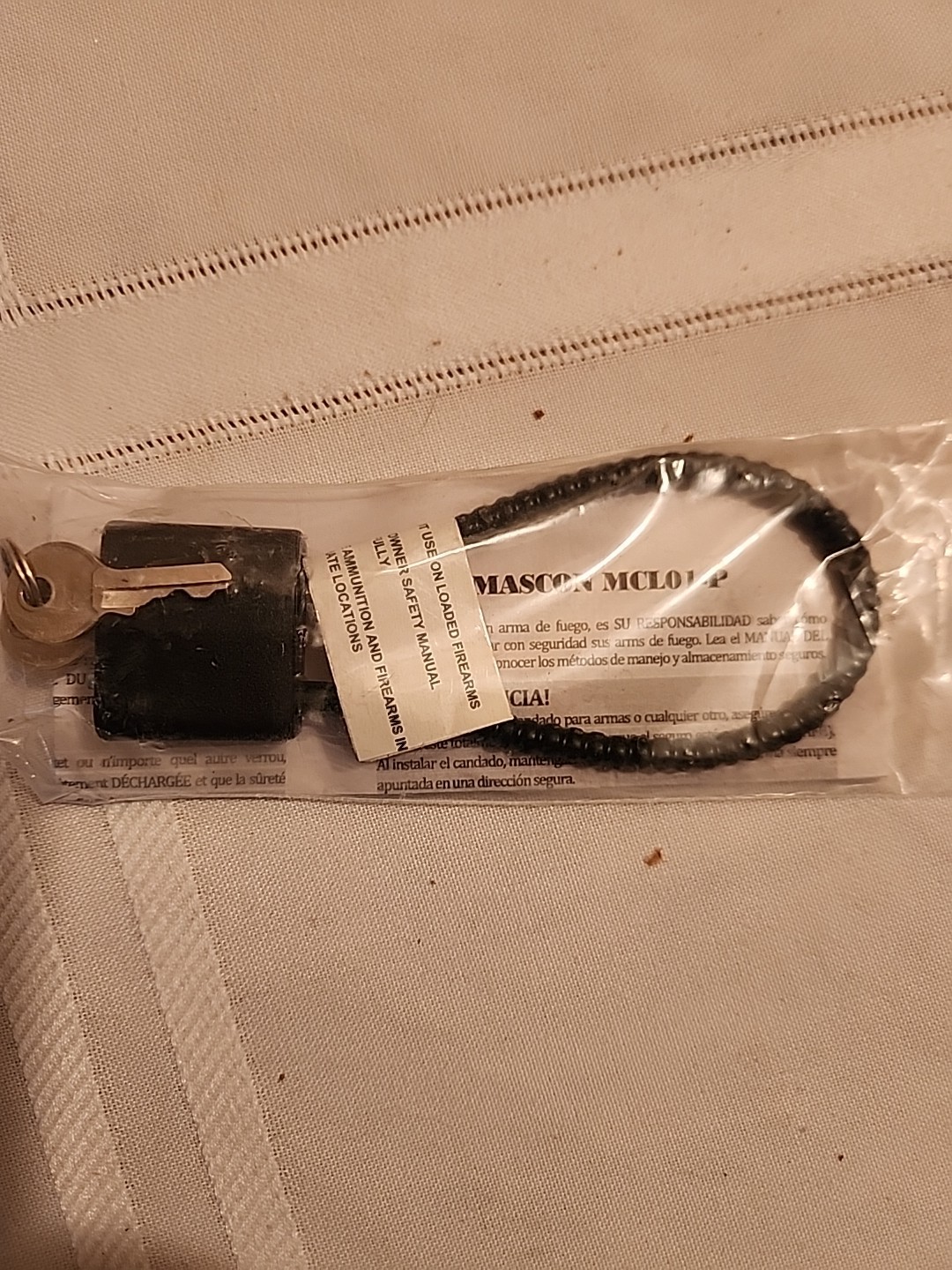 NEW IN PACKAGE MASCON GUN LOCK 12" CABLE WITH 2 KEYS MCL02-P