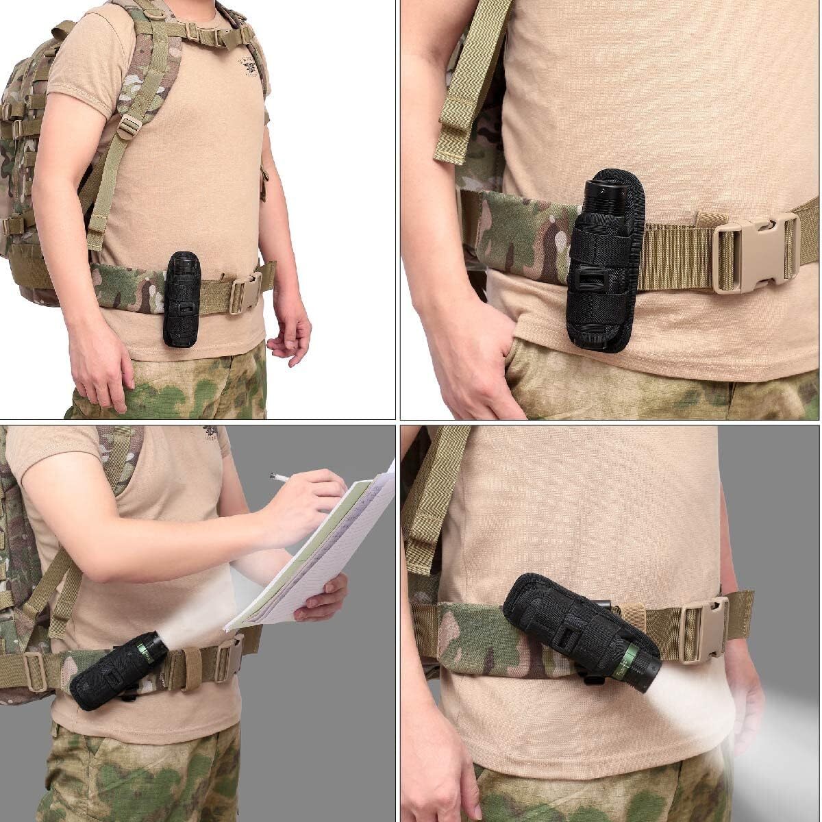 Tactical Flash Light Nylon Pouch Belt Adjustable Heavy Duty Flashlight Holder