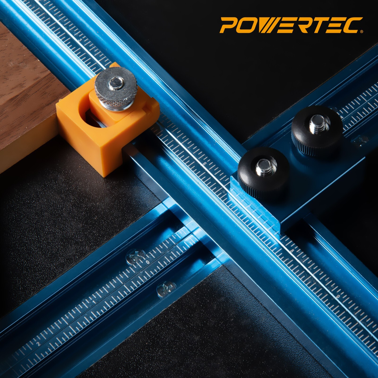 POWERTEC 71667 36" Double-Cut Profile Universal T-track, Predrilled with Scale