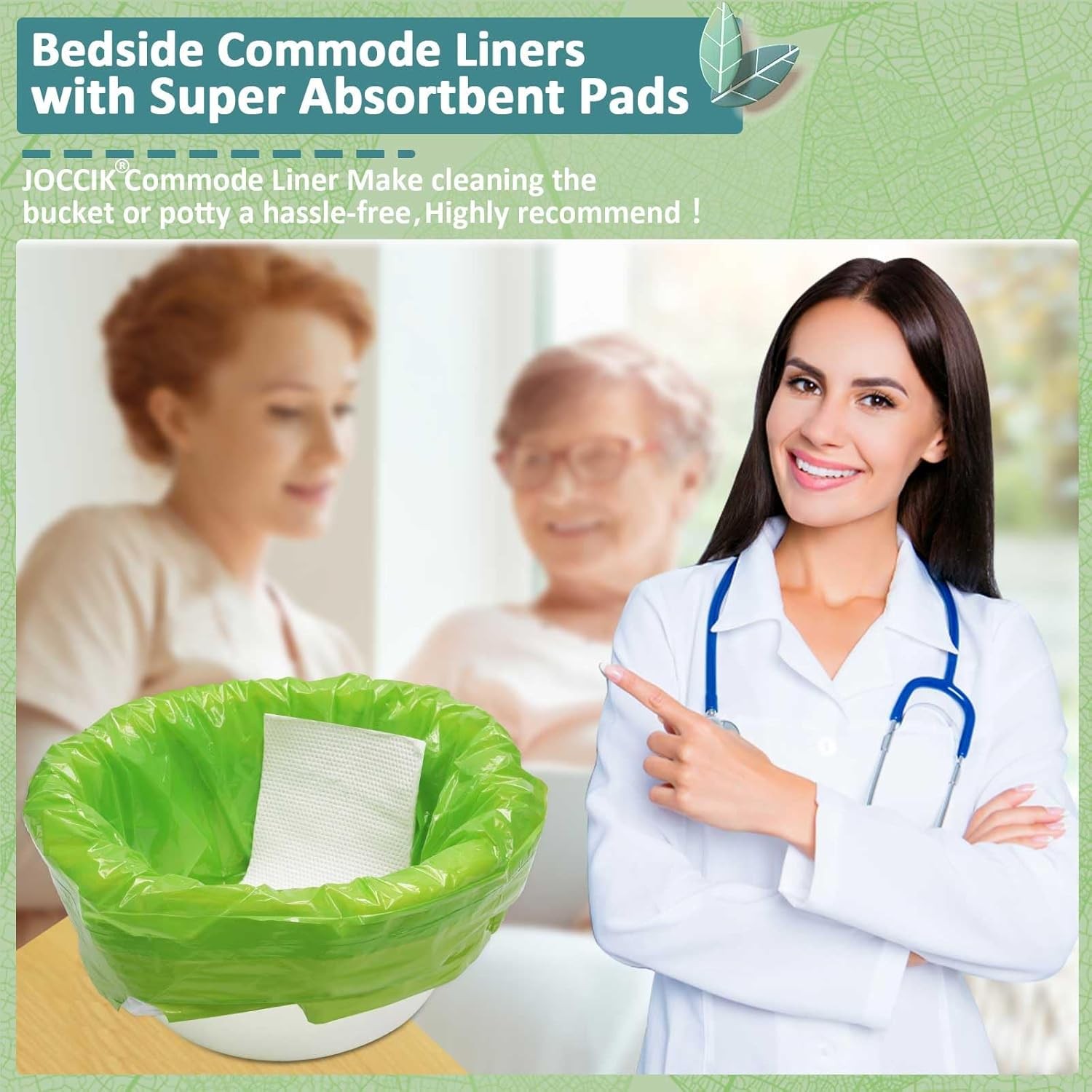 Commode Liners for Bedside with Super Absorbent Pad 50 Pack...