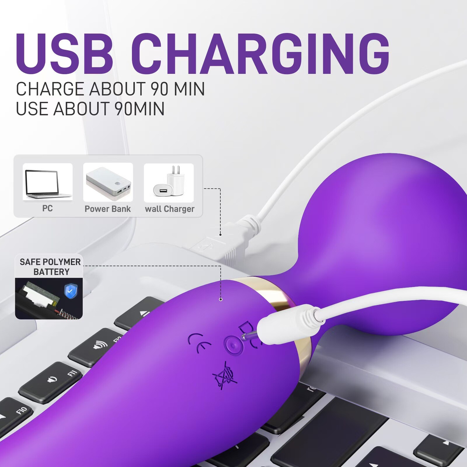 Double Head 8 Speed 20 Modes Vibrating Massager Full Body Magic Therapy Motor