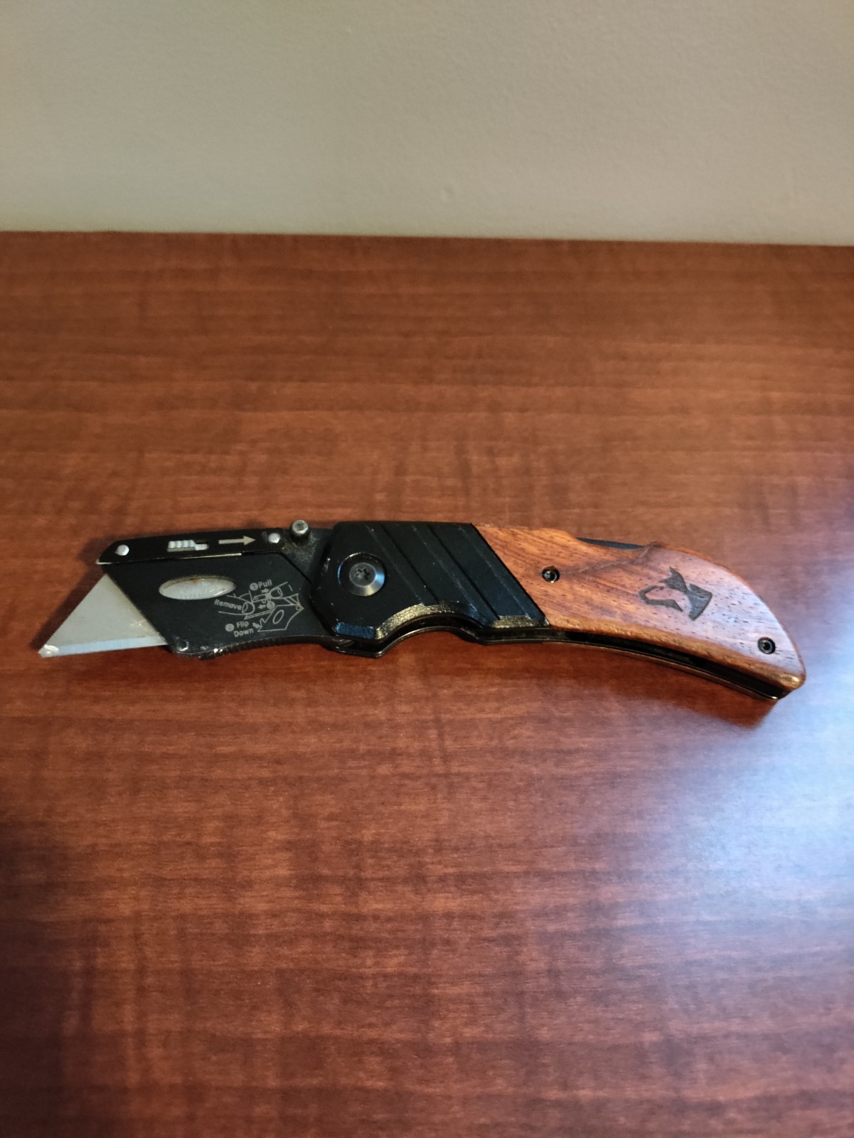 🌟Husky Wood Handle EDC Lockback Pocket Knife Utility Razor Box Cutter, NICE!