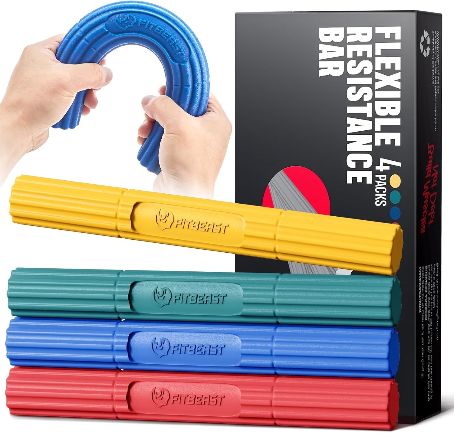 TheraBand FlexBar, Tennis Elbow Therapy Bar, Relieve Assorted Styles-4 Piece Set