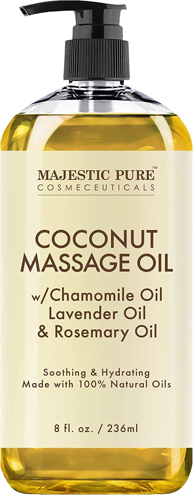 Majestic Pure Coconut Massage Oil - Ultra-Glide Formula with Soothing Aroma 8 Oz