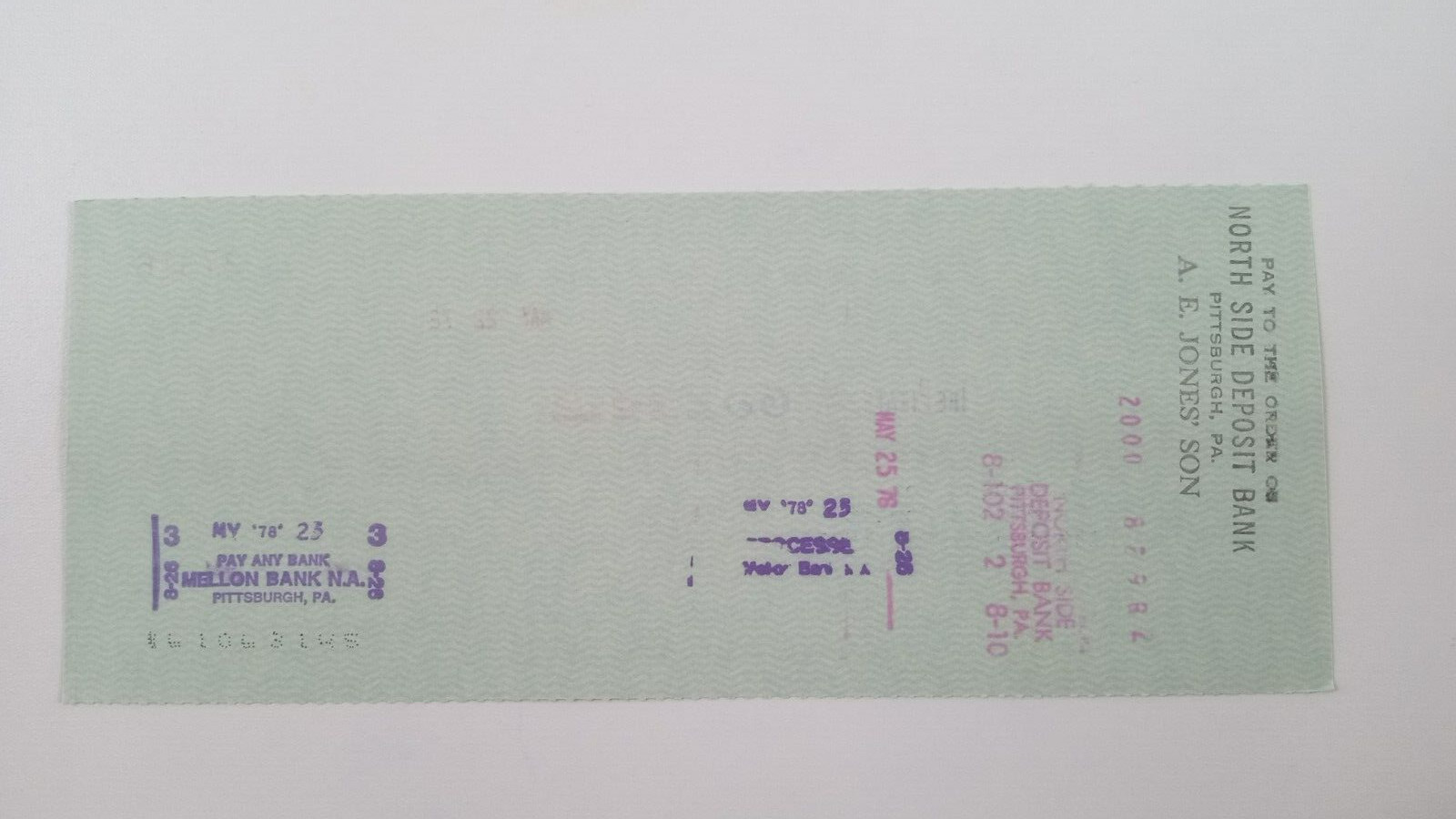 A.E. Jones' Son: 1978 Pittsburgh Pirates Expense Check