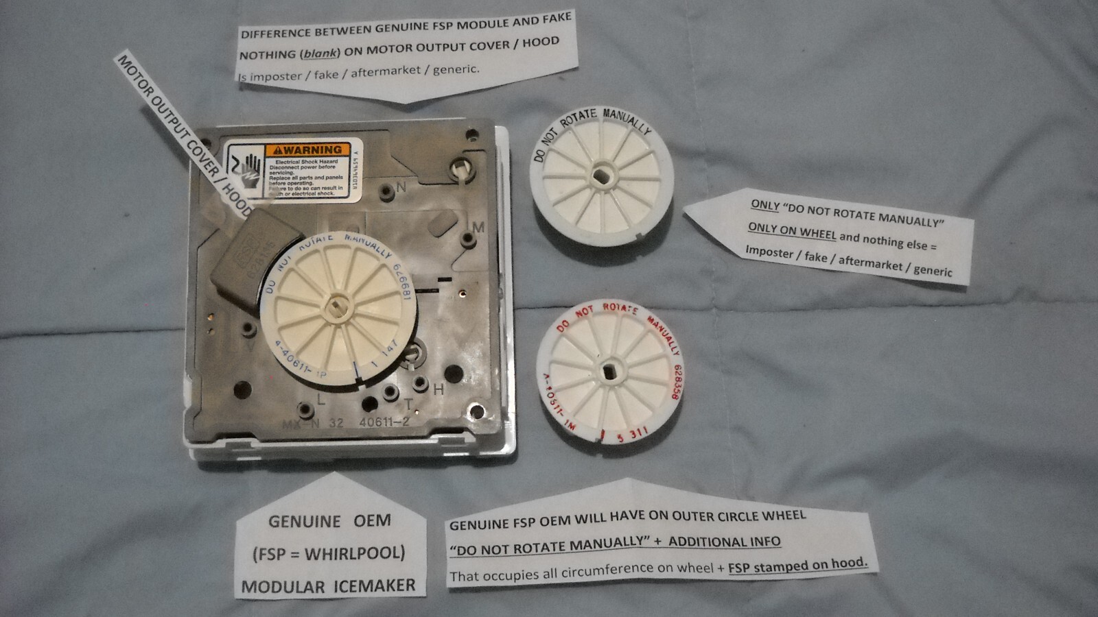 FAKE OR NOT? Verified icemaker FSP Module (w/motor) for GENUINE OEM Whirlpool
