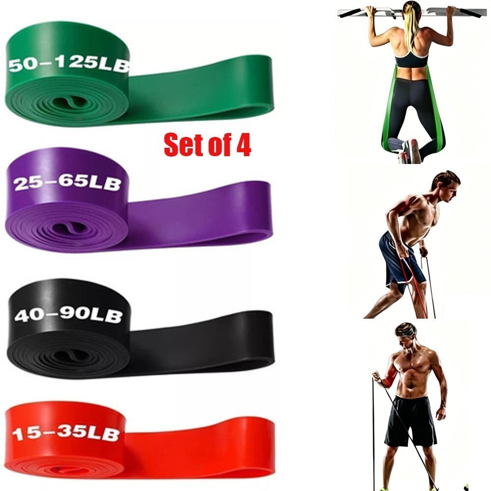 Heavy Duty Pull Up Resistance Bands Assisted Exercise Gym Fitness Training Set 4