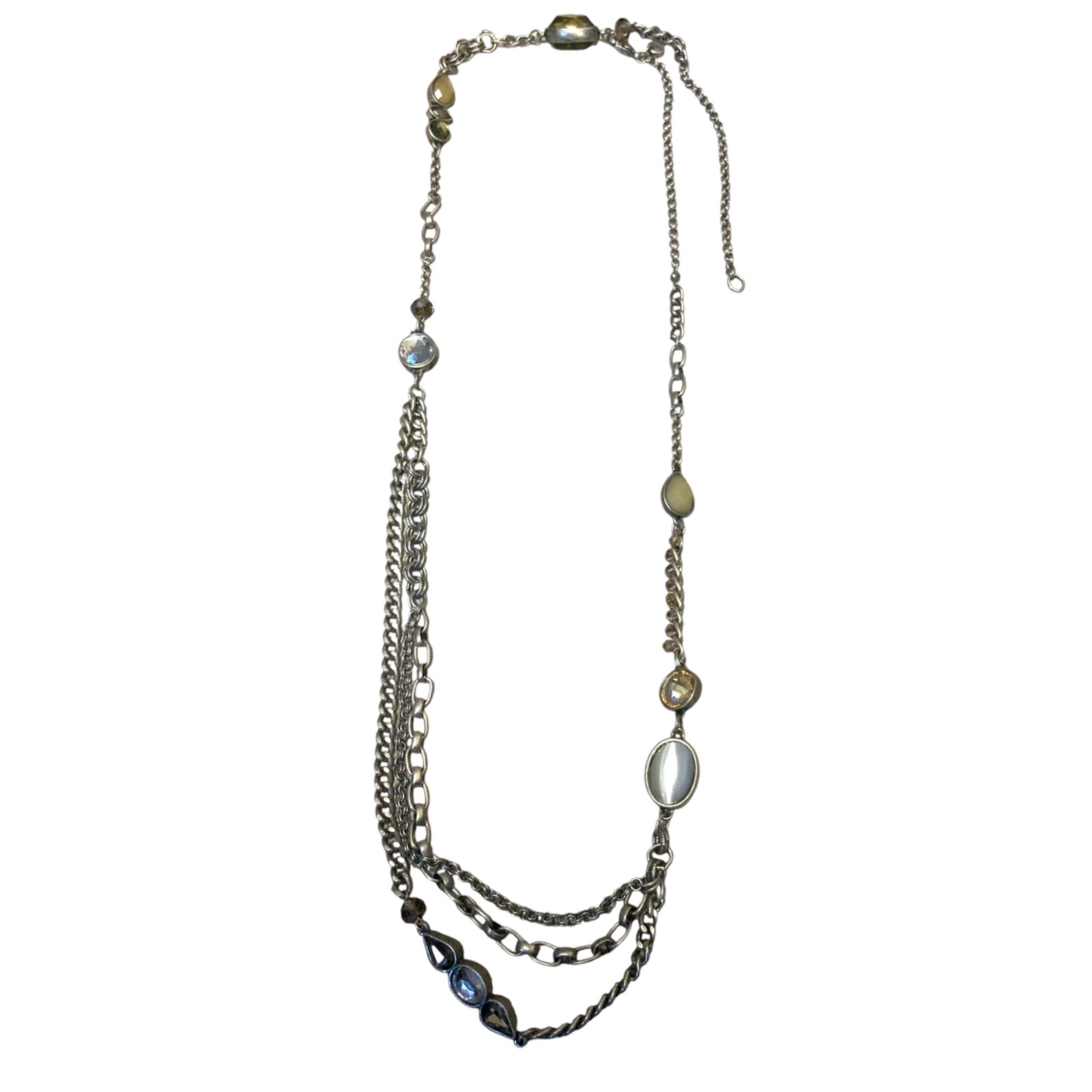 LOFT Silvertone Gray Bead Scoop Chain Necklace