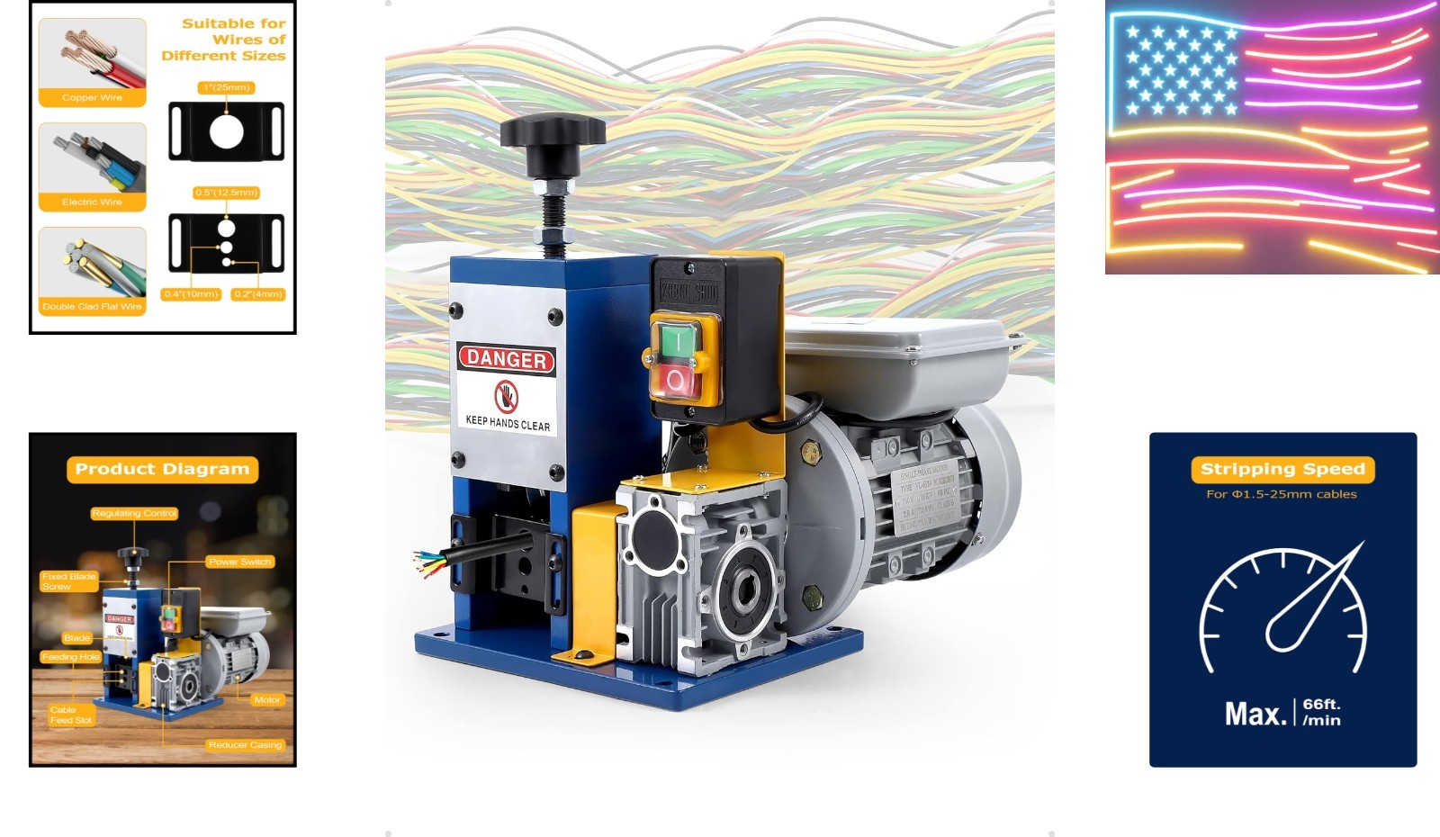 Automatic Wire Stripping Machine for 0.06" -0.98",[High Precision] Wire Strip...