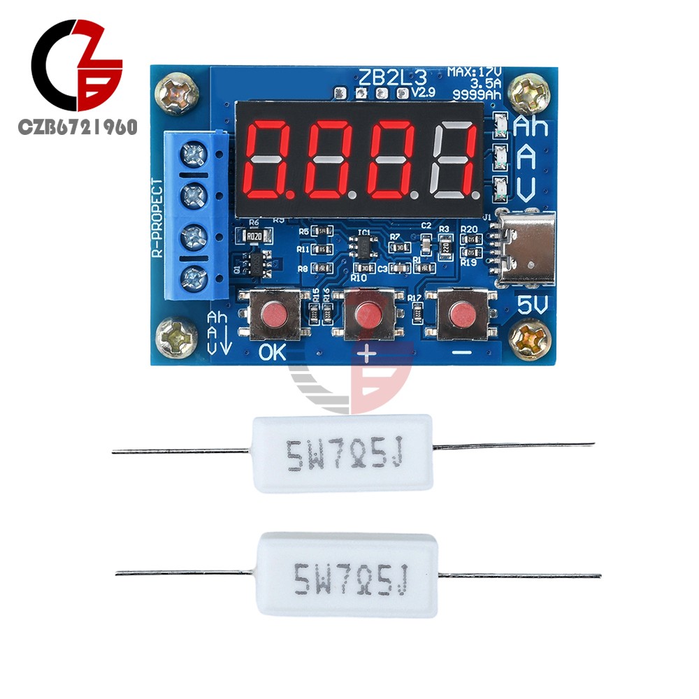 DC 4.5-6V Digital Battery Capacity Tester Electronic Load Tester Type C ZB2L3
