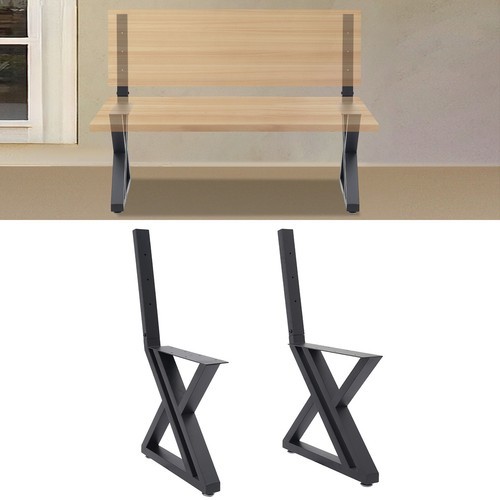 2PCS Bench Legs Z-Shaped Bench Legs with Backrest Bracket Bench Legs Black