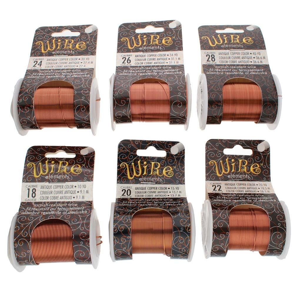 Antique Copper BeadSmith Craft Wire, Tarnish Resistant Wire Elements (8+ Gauges)