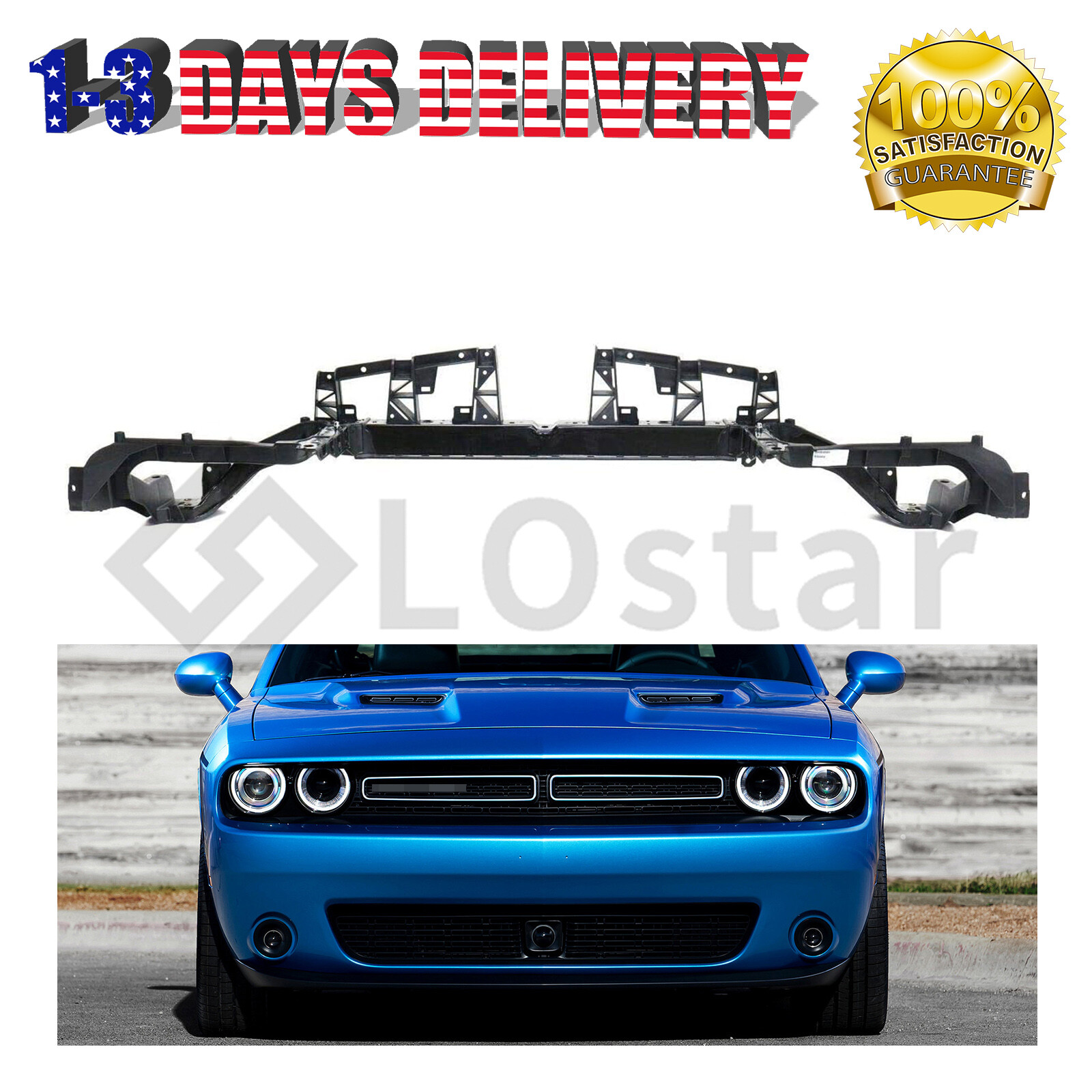 Upper Radiator Support Tie Bar For 2015-2022 Dodge Challenger Black #68174972AF