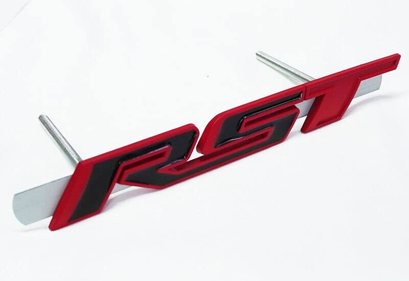 1Pc Front Grille RST Logo Emblems Car Truck Badges Stickers Red Outlining Black