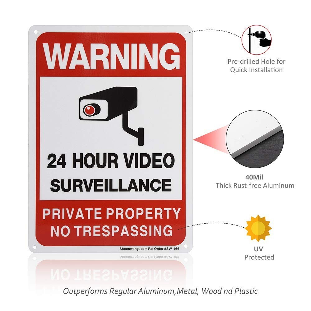 2-Pack Private Property No Trespassing Sign, video surveillance signs outdoor...