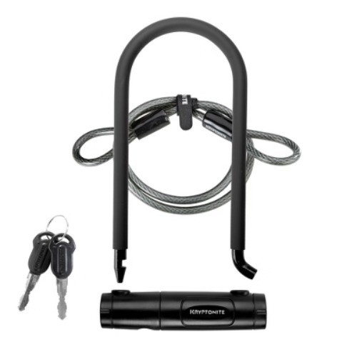 Kryptonite U-Lock Bicycle Lock & Cable-12mm: Key Lock, Black, Bike Security