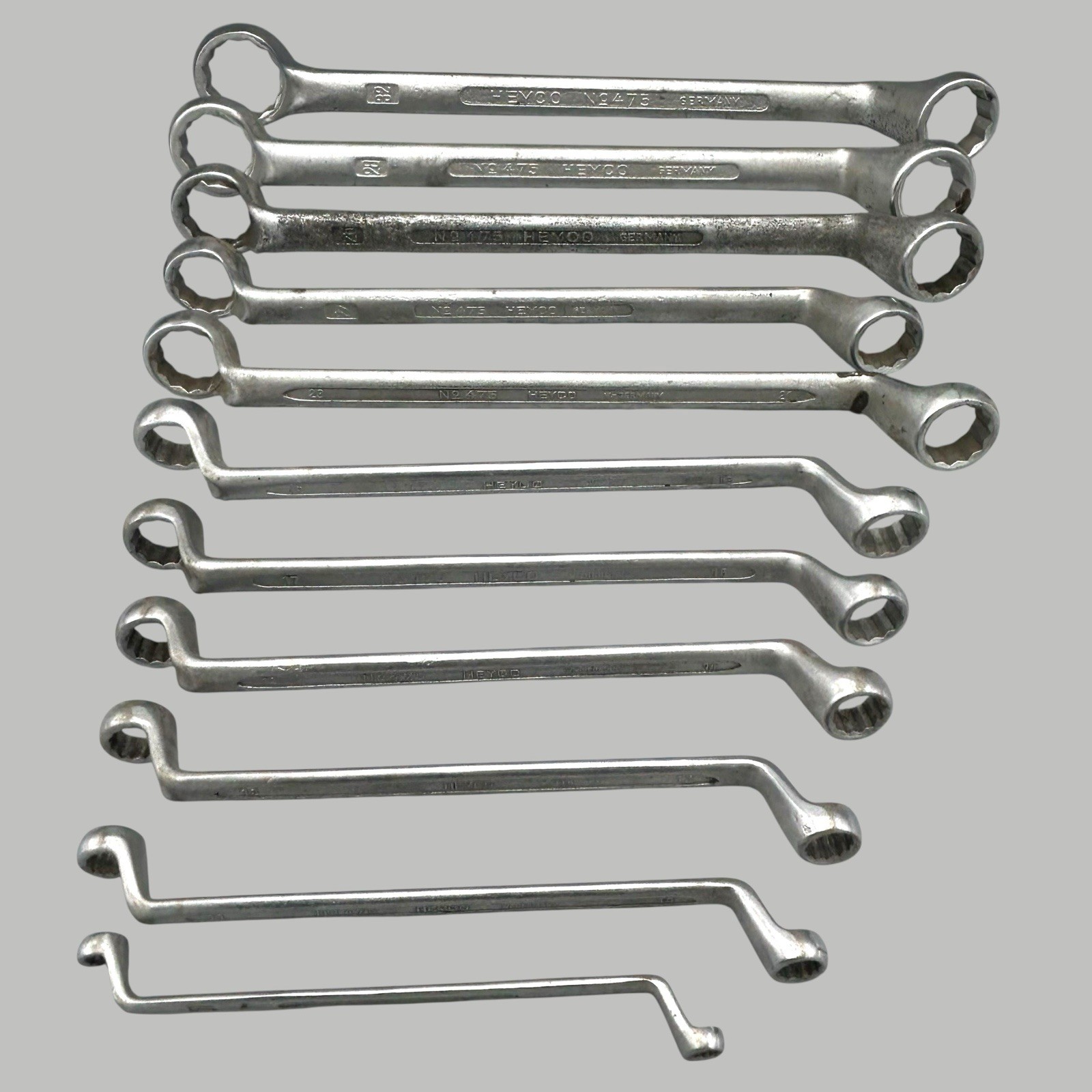 Lot of 12 HEYCO 475 Deep Offset Wrench Set Dual 12pt Box End 6-32mm Ships Quick