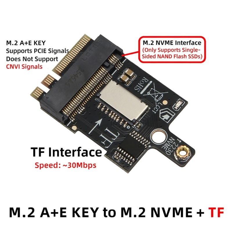Multiple Purpose M.2 A E Key Adapter Enables NVME Drive And Card Simultaneously