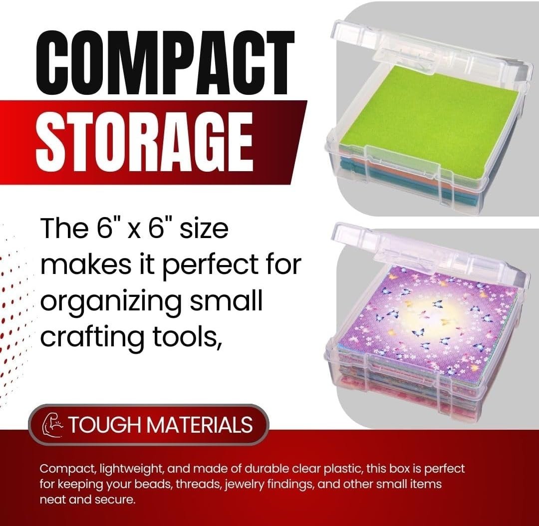 6953AB ClearView 6" x 6" Box Art & Craft Organizer, [1] Plastic Storage Case,...