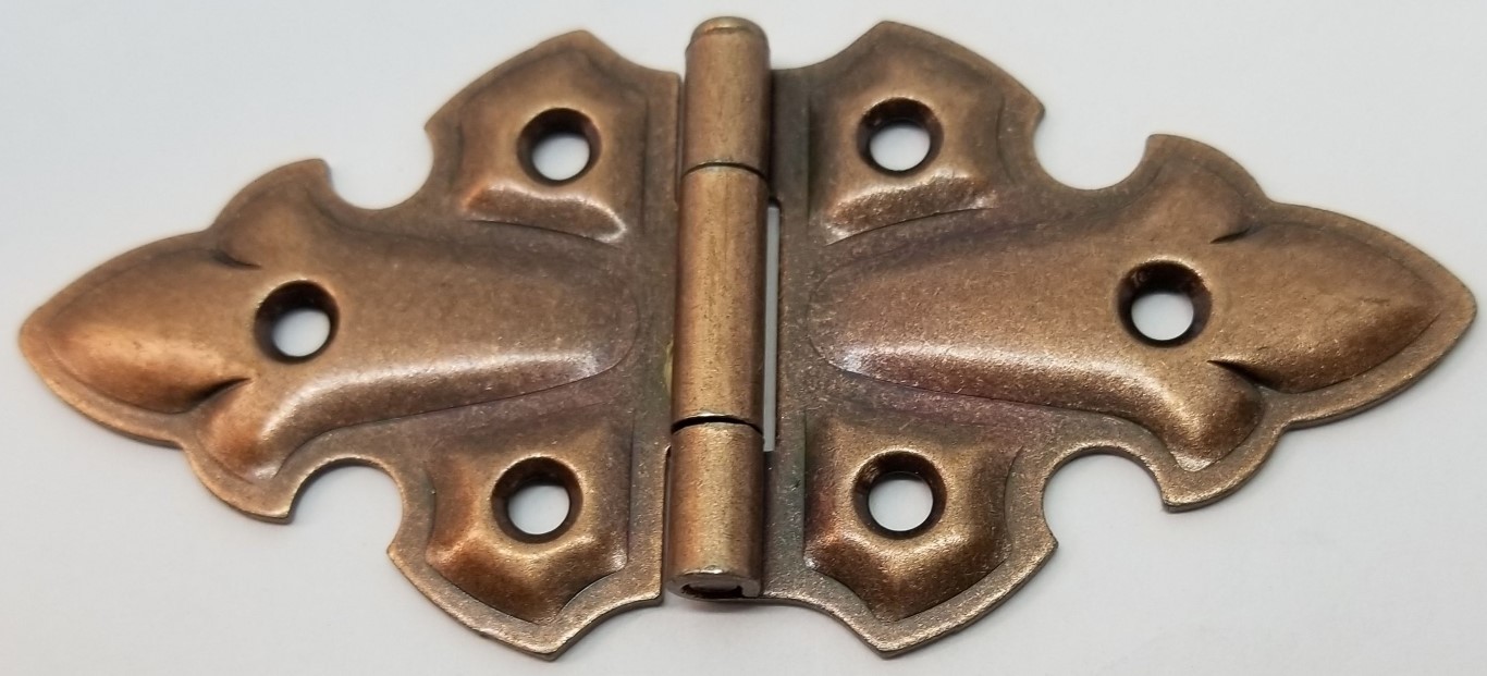 Antique Copper Plated Steel Loose Pin Cabinet Hinge removable pin swap box OLD