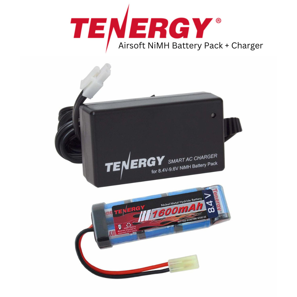 Tenergy 8.4V 1600mAh Flat NiMH Airsoft Battery Pack+8.4V-9.6V NiMH Smart Charger