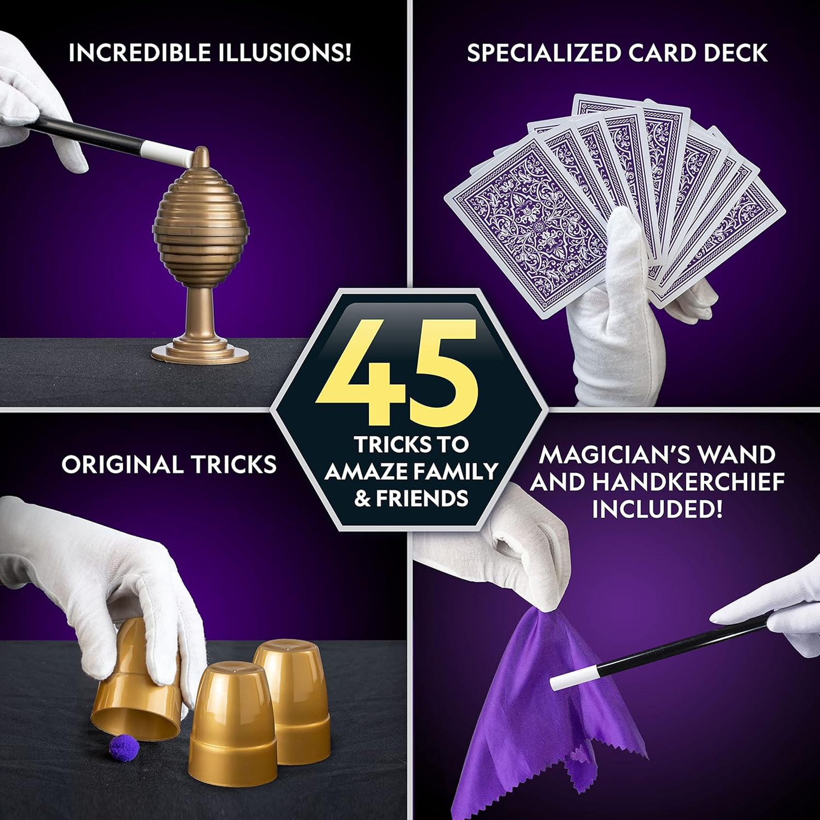 Kids Magic Set with Stage Props and Card Deck for Beginners and Advanced