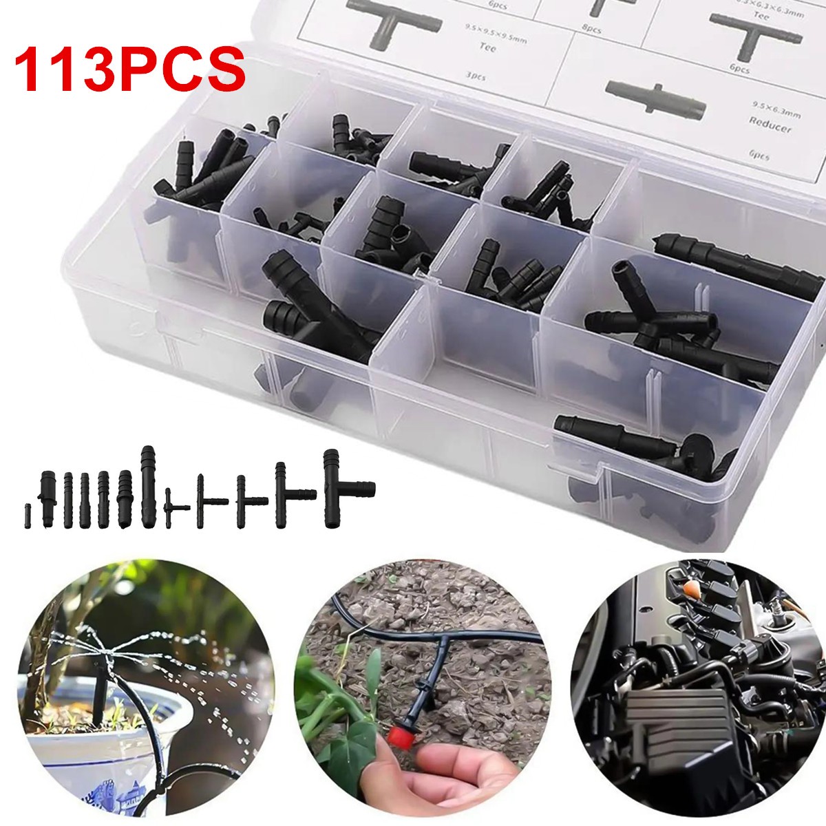 Vacuum Connector Line Fittings Kit 113PCS 12 Sizes Variety Assortment Tube Sets